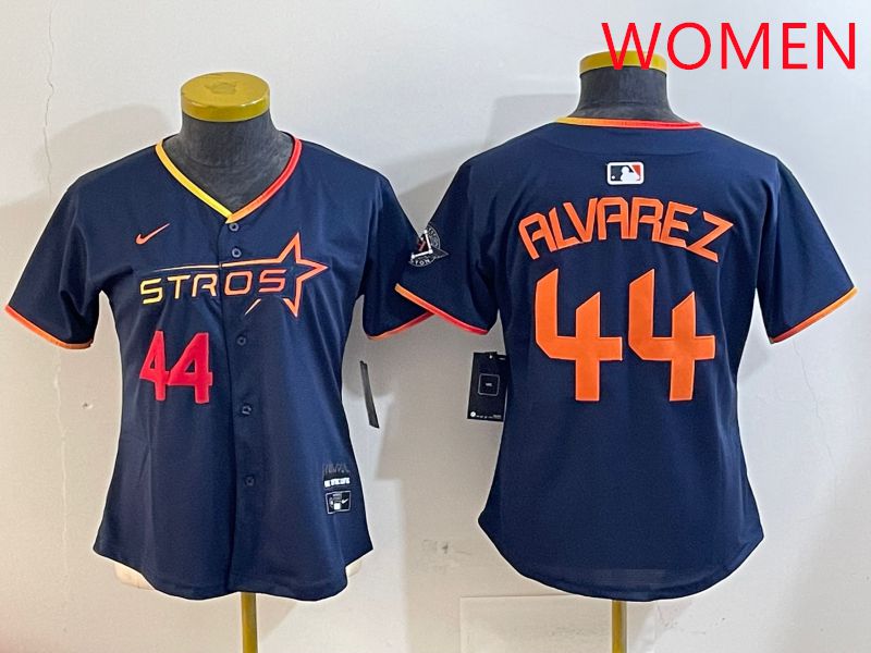 Women Houston Astros #44 Alvarez Drak Blue Three generations Joint Name 2025 Nike MLB Jersey style 4103